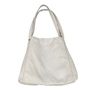 American Leather Co Liberty Shopper Triple Entry Shoulder Bag Stone Off White